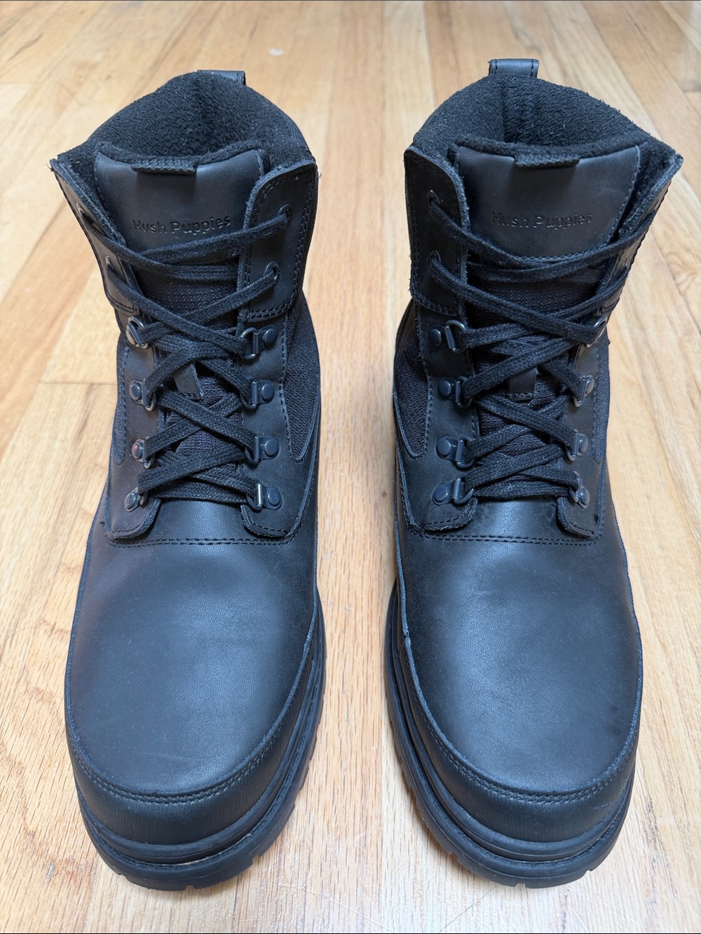 Hush Puppies Men's Black Lace-Up Leather Boots (The Denzel)